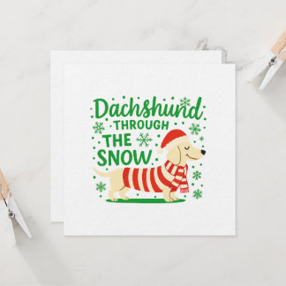 Crème Dachshund Kerst Uitnodiging/Kaart Kaart