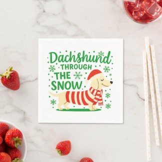 Crème Dachshund Kerstmisse Doekjes Servet