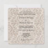 Crème  Damask Bruiloft Kaart (Voorkant)