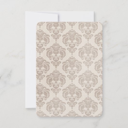 Crème Damask Bruiloft RSVP (Achterkant)