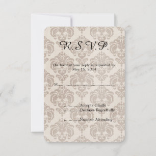 Crème Damask Bruiloft RSVP