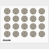 Crème Damask ~ Ronde Sticker (Vel)
