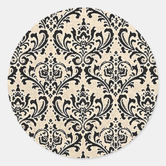 Crème Damask ~ Ronde Sticker (Voorkant)