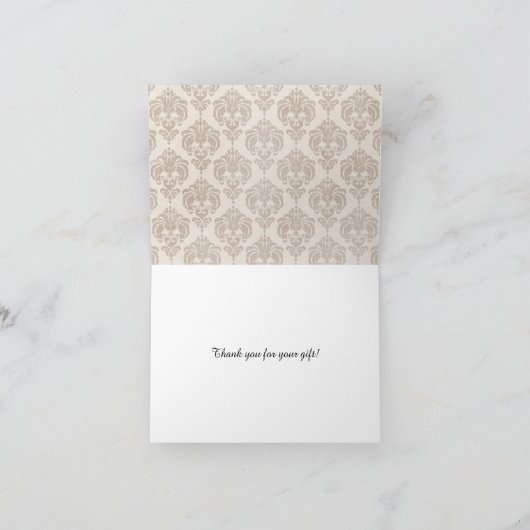 Crème Damast Bedankkaart (Binnen)