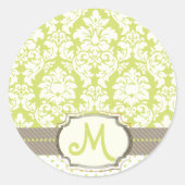 Crème damast ronde sticker (Voorkant)