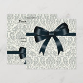 Crème Damast Zwarte Feest Kaart (Voorkant / Achterkant)