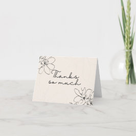 Crème "Dank je wel" met de hand getekende wilde bl Bedankkaart
