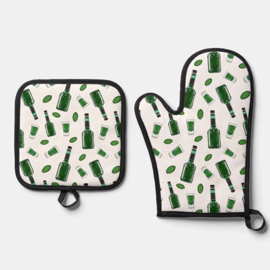 Creme de Menthe Ovenwant & Pannenlap Set (Voorkant)