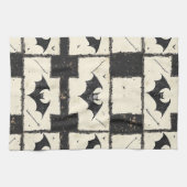 Crème Denim Grunge Patchwork met Vleermuizen (3) Theedoek (Horizontaal)