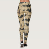 Crème denim grunge patchwork met vleermuizen leggings (Achterkant)