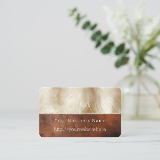 Crème Dierenbont Bruin Zuidwest Koeienhuid Visitekaartje (Staand voorkant)
