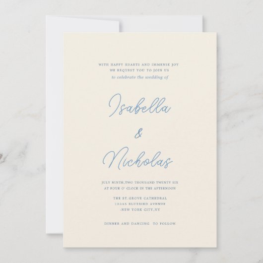 Creme digitale sjabloon bruiloft uitnodigingskaart kaart (Voorkant)