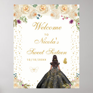 Crème Donkere Huid Meisje Sweet Sixteen Welkom Poster