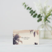 Crème Dream Palm Trees & Lights Beachy Glam Visitekaartje (Staand voorkant)