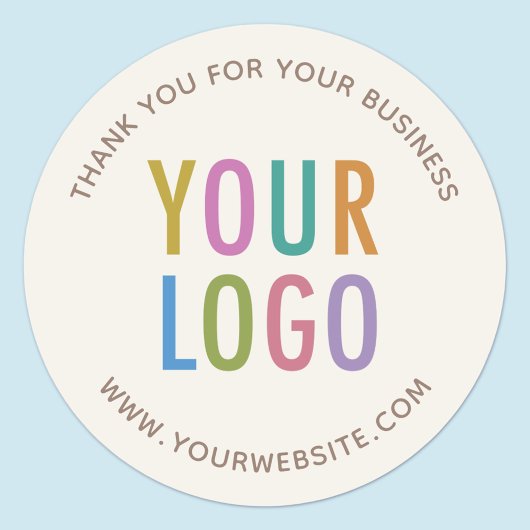 Crème Ecru Ivoor Bedankt Stickers Aangepast Logo