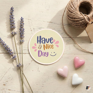 Crème Eenvoudig Vintage "Heb Een Goede Dag" Ronde Sticker
