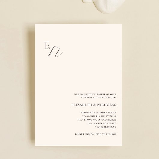 Creme eenvoudige digitale huwelijksuitnodiging sja kaart