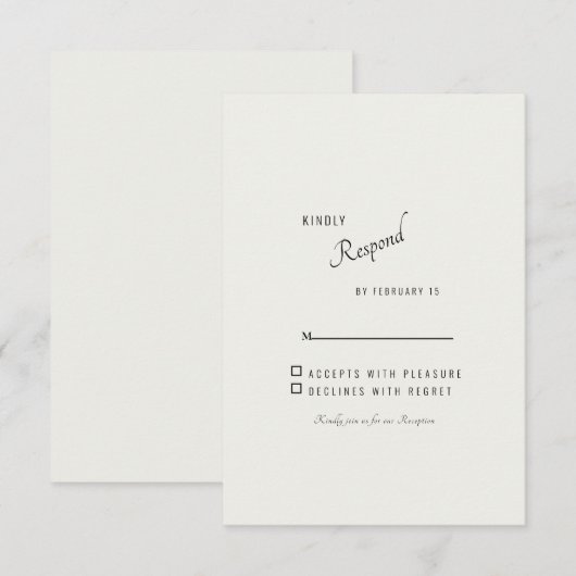 Crème Eenvoudige Moderne Bruiloft RSVP (Voorkant / Achterkant)