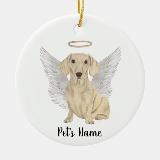 Crème Effen Dachshund Sympathie Herdenking Keramisch Ornament (Voorkant)