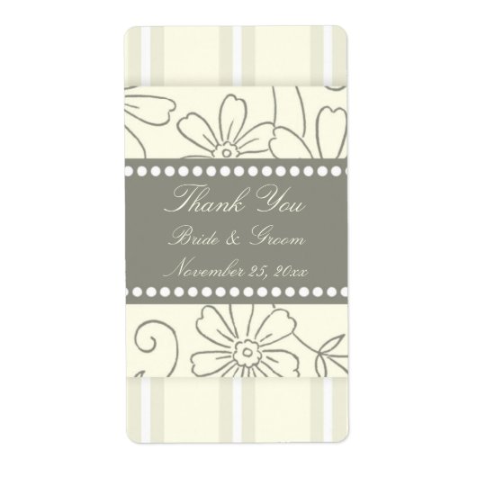 Crème Elegant Floral Wedding Labels (Voorkant)