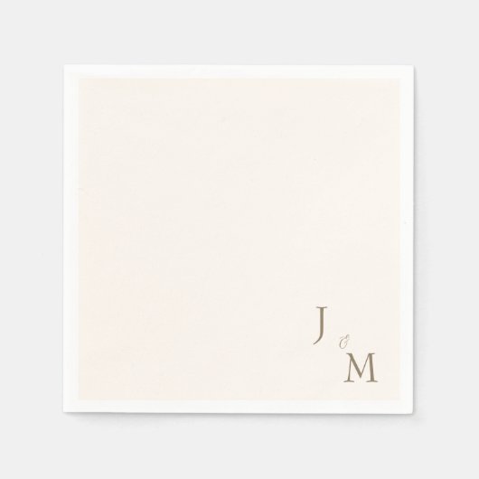 Crème Elegant Gouden Monogram Trouwen Servet (Voorkant)