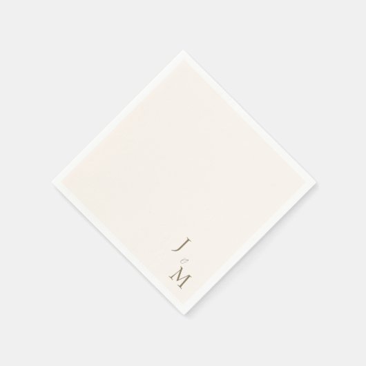 Crème Elegant Gouden Monogram Trouwen Servet (Hoek)
