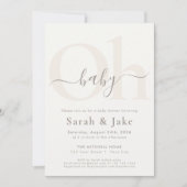 Crème Elegant Script Modern Oh Baby Co Ed Douche Kaart (Voorkant)