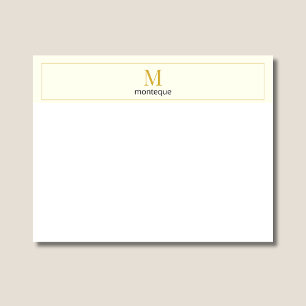 Crème Elegant Serif Gepersonaliseerd Monogram Notitiekaartje