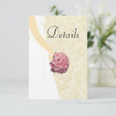 Crème Elegant Wedding Gown Wedding Details Informatiekaartje (Staand voorkant)