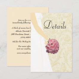 Crème Elegant Wedding Gown Wedding Details Informatiekaartje