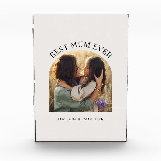 Crème elegante boog foto typografie beste mama (Voorkant)