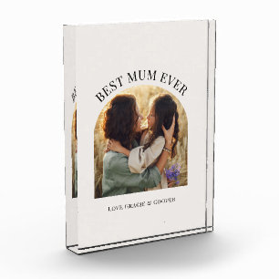 Crème elegante boog foto typografie beste mama