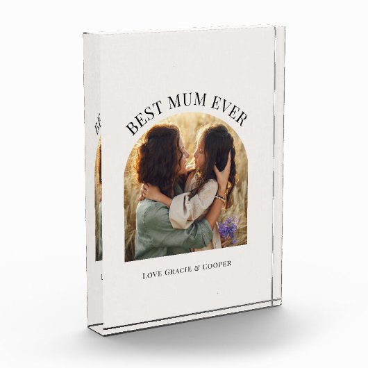 Crème elegante boog foto typografie beste mama (Links)