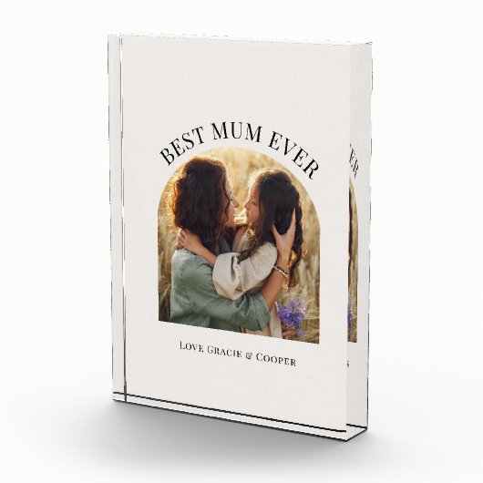 Crème elegante boog foto typografie beste mama (Rechts)