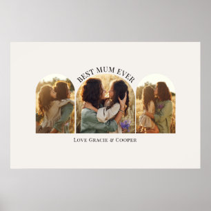 Crème elegante boog multi foto beste mum poster