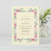 Crème Elegante Botanische Bruiloft Kaart (Staand voorkant)