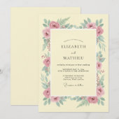 Crème Elegante Botanische Bruiloft Kaart (Voorkant / Achterkant)