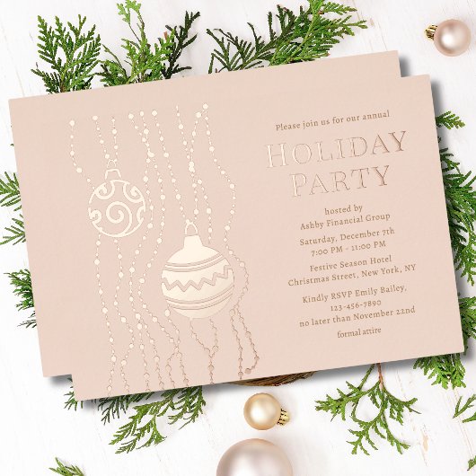 Crème Elegante Kerst Party Zakelijke vakantie Folie Uitnodiging