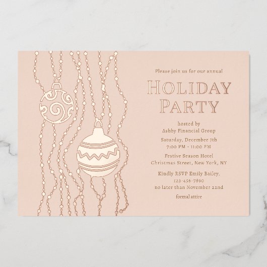 Crème Elegante Kerst Party Zakelijke vakantie Folie Uitnodiging (Voorkant)