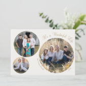 Crème Elegante Minimalistische Kerstdrie Foto Feestdagenkaart (Staand voorkant)