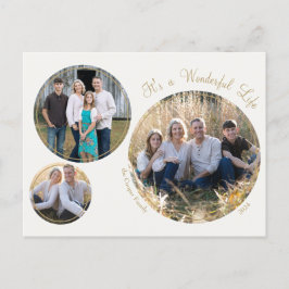 Crème Elegante Minimalistische Kerstdrie Foto Feestdagenkaart