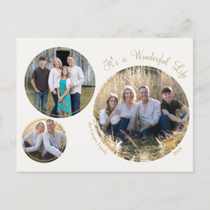 Crème Elegante Minimalistische Kerstdrie Foto Feestdagenkaart