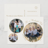 Crème Elegante Minimalistische Kerstdrie Foto Feestdagenkaart (Voorkant / Achterkant)