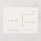 Crème Elegante Minimalistische Kerstdrie Foto Feestdagenkaart (Achterkant)