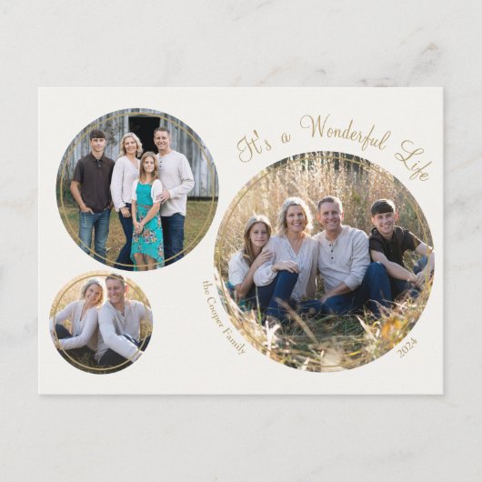 Crème Elegante Minimalistische Kerstdrie Foto Feestdagenkaart (Voorkant)