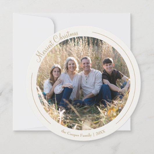 Crème Elegante Minimalistische Kerstfoto Feestdagenkaart (Voorkant)