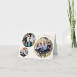 Crème Elegante Minimalistische Kerstfoto Gevouwen Feestdagen Kaart