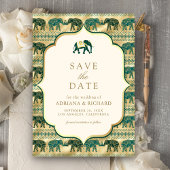 Crème Emerald Gold Elephant Indian Trouwfoto Save The Date