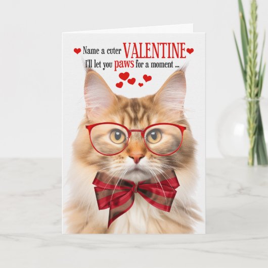 Crème en Abrikoos Wegie Cat Humor Valentijnsdag Feestdagen Kaart (Voorkant)
