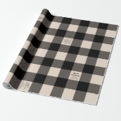Crème en Black Buffalo Plaid Vakantie Custom Cadeaupapier (Uitgerold)